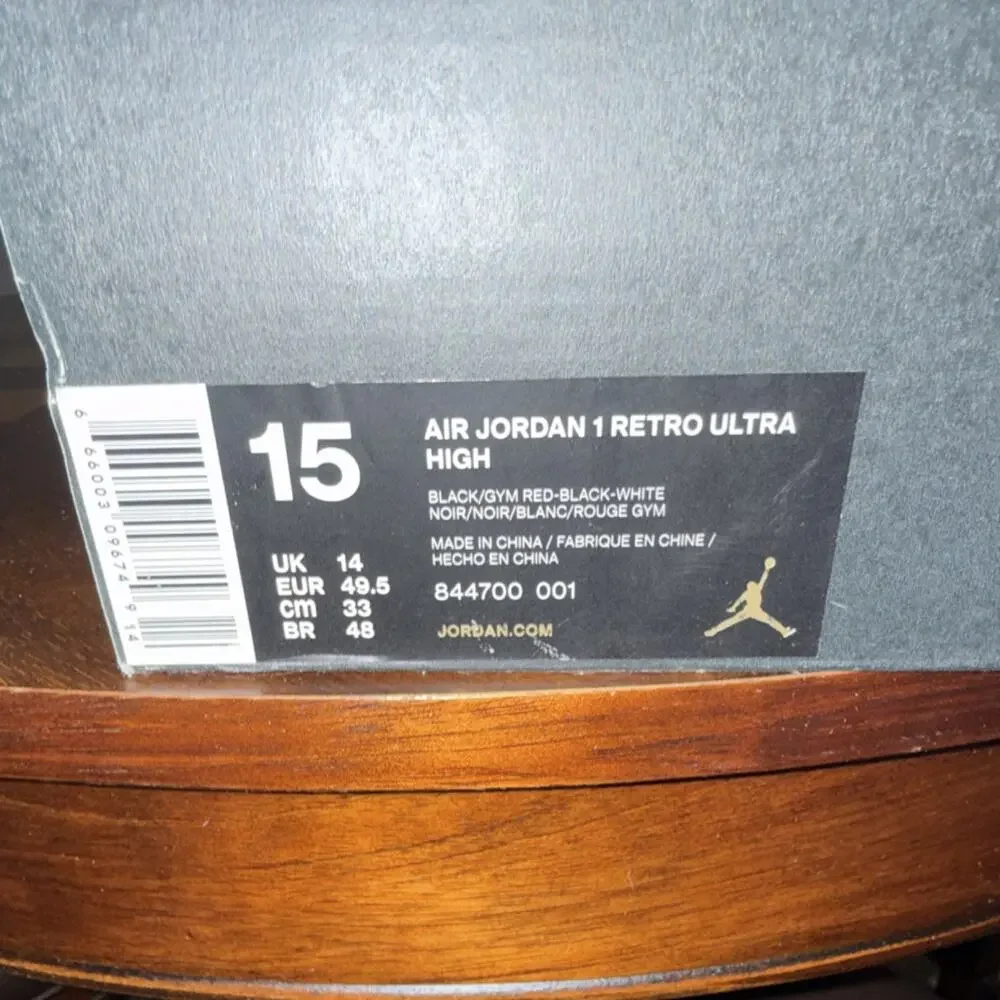 Size 15 Jordan Air Jordan 1 Ultra High Banned Black Red White 844700-001